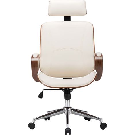 Maison Exclusive - Sedia Girevole con Poggiatesta Crema Similpelle e Legno Curvato
