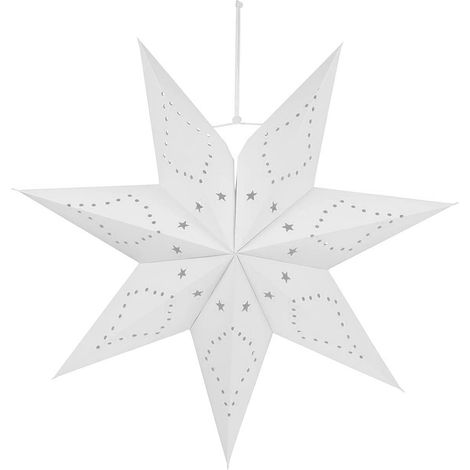 【Lanterne Étoile Éclairante】 Lanterne Étoile en Papier Décorative Design Évidé Modèle Blanc Diamètre 45cm (1/5)