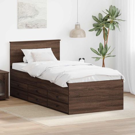 Tagesbett Braun Eiche und Schwarz 75 x 190 cm Holzwerkstoff