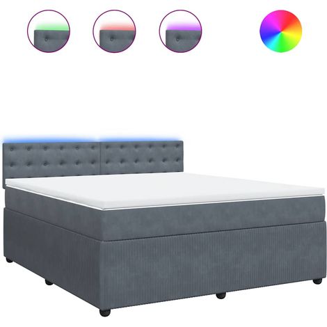 Maison Exclusive - Sommier à lattes de lit et matelas Gris foncé 180x200cm Velours (1/5)