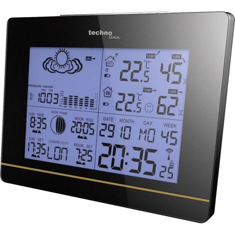 Station météo numérique radiopilotée – Affichage intérieur/extérieur – Température -20 à +60°C – Humidité – Prévisions météo 12-24h – Technoline