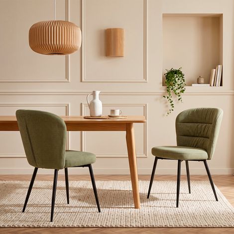 Lot de 2 chaises en tissu et métal Flinn Kaki (1/5)