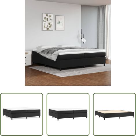 Kunstlederbett -  Boxspringbettgestell Schwarz 200x200 cm Kunstleder (1/5)