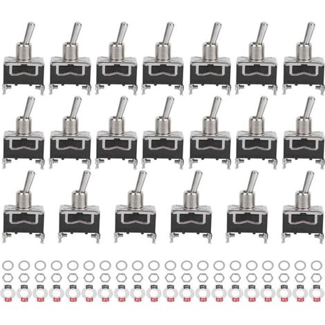 20 interruptores de palanca para luces LED BERM, encendido/apagado, 2 velocidades, 2 pines, 15A 250VAC BEM1021 (1/5)