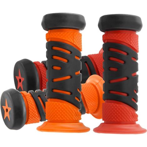 Fahrradgriffe Kinder 22mm mit Prallschutz, 95mm Länge, Rot+Orange (1/5)