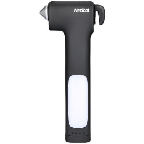 Marteau de voiture multifonctionnel avec lampe de secours, marteau de vitre et batterie externe, noir-AquaForge (1/3)