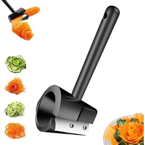 Pelador de verduras, rallar y dar forma a las zanahorias, Ideal para hacer flores de zanahoria, figuras de verduras y guarniciones, 1 unidad (1/5)