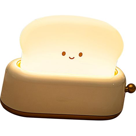 Veilleuse en forme de machine à pain, rechargeable par USB, lampe de bureau LED à intensité variable, jaune, pour chambre d'enfant. (1/5)