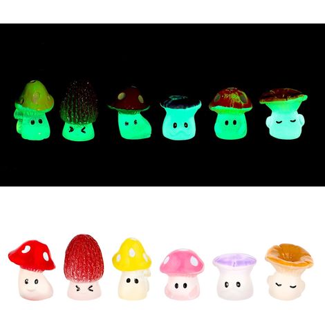 12 Mini-Leuchtpilze aus Kunstharz, 1,6 x 1,4 cm – Niedliche kleine Dekopilze, leuchtende Miniatur-Pilze, ideal für Blumentöpfe, Pflanzen und Gartenmöbel.