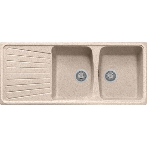 Lavello composito cucina Plados SP1162 due vasche con scolapiatti - UG94 Avena (1/4)