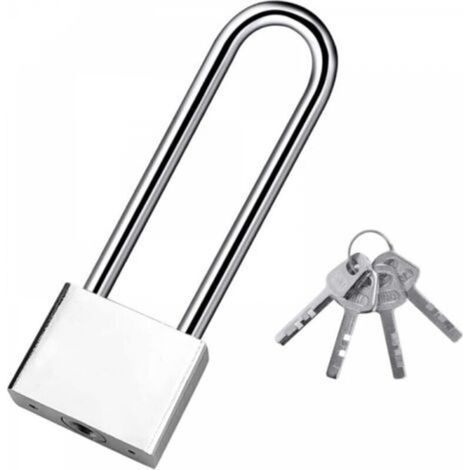 ALLIANDISCadenas à clé Cadenas Robuste à anse longue avec 4 clés, cadenas Sécurité Etanche Exterieur pour entrepôt, garage, jardin, Clôtures-40mm (1/4)