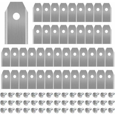 45 x Lames de Couteau en Titane pour Toutes Les Tondeuses Robotiques Husqvarn/Automower/ Yardforce/Gardena(3g-0.75mm) Avec 45 Vis, Lames de Rechange pour Modèles 105,310,315,320,420,430x,r40i (1/4)