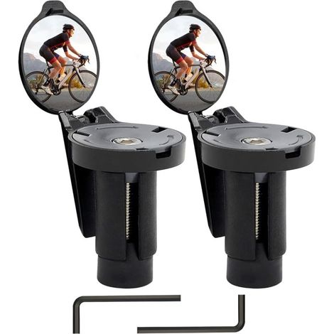 Lntyq Retroviseur Velo Miroirs De Vélo Retroviseur Trotinette Electrique Retro Miroir Convexe 360° Réglable Rétroviseur Pliable pour Guidon pour Vélo de Route de Montagne 2 PièCes