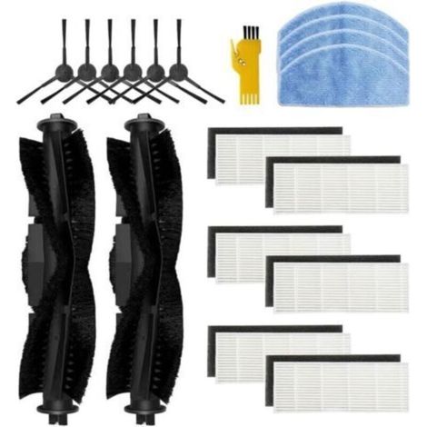 Pr Kit de accesorios para robot aspirador Tikom G8000 Pro G8000 piezas de repuesto 18 paquetes 2 cepillos principales, 6 filtros, 6 cepillos laterales, 4 paños de fregona (1/4)
