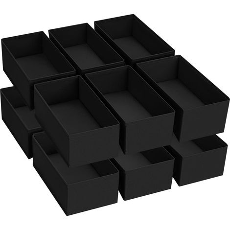 Schubladen Organizer 12 Stück faltbar für Kleiderschrank Unterwäsche Socken Babykleidung Schwarz (1/5)