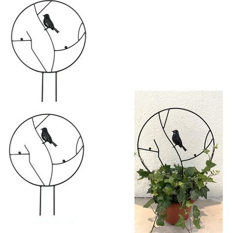 2pcs Plant Stand Set Bird Style Flower Plant Holder Iron Climbing Frame Suitable for Home Garden Rings