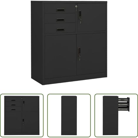 Aktenschrank - Büroschrank Anthrazit 90x40x102 cm Stahl (1/5)