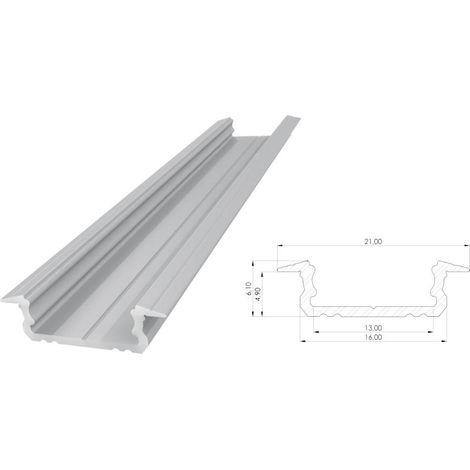 AL12-GLG1-RW-1000: Vertieftes Aluminiumprofil, roh, 5x16mm, 1000mm, Nut, roh