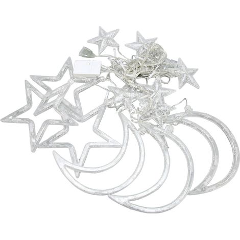 Guirlande lumineuse LED Étoile et Lune, 8 modes d'éclairage coloré, idéale pour les fêtes de Noël (1/5)