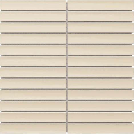 Ilcom mosaïque en céramique sur filet pour salle de bain et cuisine 29.6cm x 29.3cm - Beige piano