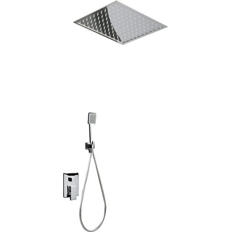 Colonna doccia incassata con monocomando  Modello VOLGA  Doccia a soffione di grandi dimensioni  Colore grigio con finitura cromata [IMEX®] (1/3)