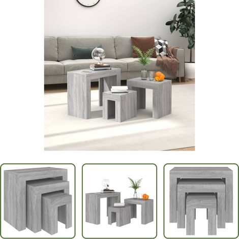 Tables gigognes - Tables basses gigognes 3 pcs sonoma gris bois d'ingénierie (1/5)