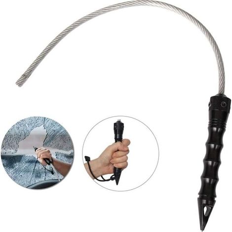 Brise-Vitre de Voiture, Marteaux de Secours, Marteau de Sûreté de Voiture, Outils d'auto-Défense, Outil de Sécurité Personnelle, Auto Accessories Matériel d'urgence, Longueur Totale 64 cm, Noir (1/5)