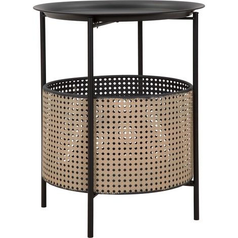 Tavolino da Salotto Swakom, Contenitore, un Vano, Forma Rotondo, 40x40x50h cm Nero