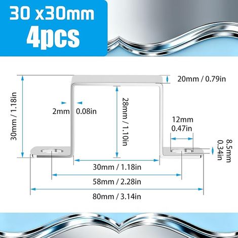 Collier Serrage Carre 30x30mm En Acier Inoxydable 304 En Forme De U Colliers De Serrage Carrés Pour Portes D'entrée Fenêtres Conduites D'alimentation En Eau Et Autres Canalisations (1/3)