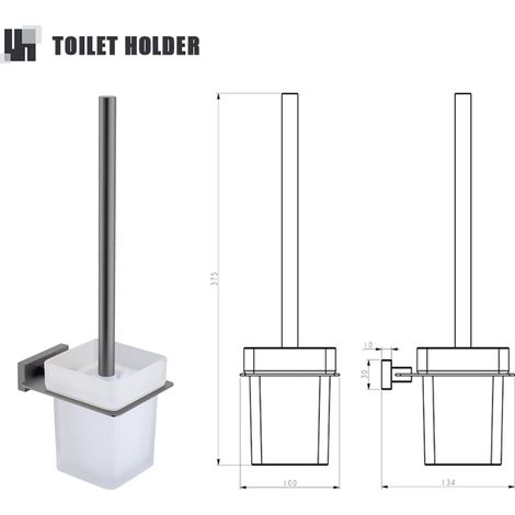 Porte-serviettes, porte-papier toilette, porte-brosse WC et crochet pour peignoir en acier inoxydable gris. (1/5)