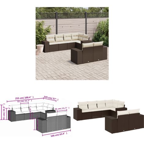 vidaXL Salon de jardin avec coussins 7 pcs marron résine tressée (1/3)
