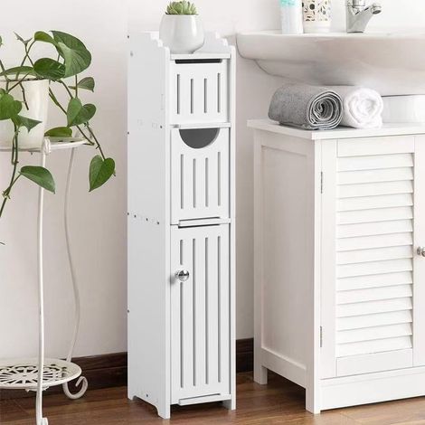 Skecten – Meuble de rangement salle de bain 3 étages – Panneau PVC imperméable – Dimensions 78 x 20 x 18 cm – Design moderne pour petits espaces (1/5)