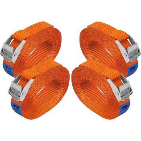 QAZQA Sangle à Griffe Sangle d'Arrimage Sangle de Fixation Charge maximale 250 kg, 4 pièces 2.5 cm x 2.5 m (1/5)