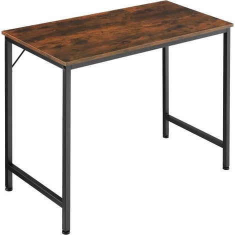 Table de bureau style industriel et loft en bois foncé 120 cm (1/5)