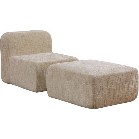Canapé modulaire compressé en tissu chenille, rembourré de mousse haute élasticité 30D. Facile à déplacer, avec base antidérapante, idéal pour le salon et d'autres pièces. Kaki clair (1/5)