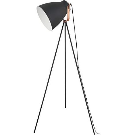 Lampada da terra a treppiede Design retrò-vintage in nero e rame (1/3)