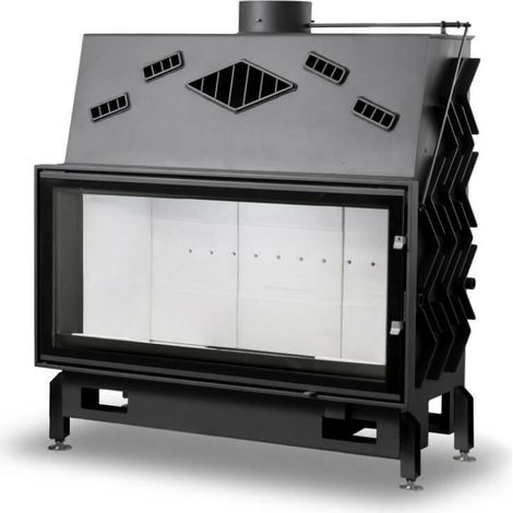 Azura Home Design – Insert cheminée 110 EVO 200mm – Puissance 12-21 kW – Efficacité > 80% – Chambre hermétique – Design moderne avec vitrage Nero