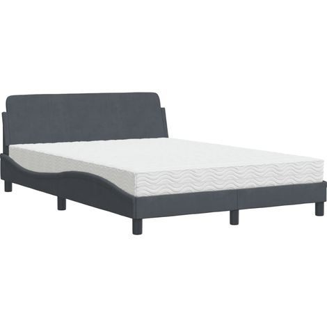 vidaXL Letto con Materasso Dover Grigio Scuro 120x200 cm in Velluto (1/5)