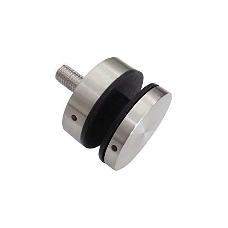 Pince de fixation en verre Ø 52 mm à tête plate en acier inoxydable AISI 304 satiné, Argenté avec noir (1/5)