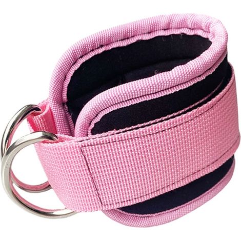 Correas de tobillo para fitness, correas de entrenamiento muscular para piernas, accesorios de sujeción de cables para fortalecimiento de los glúteos, dos unidades, color rosa. (1/4)