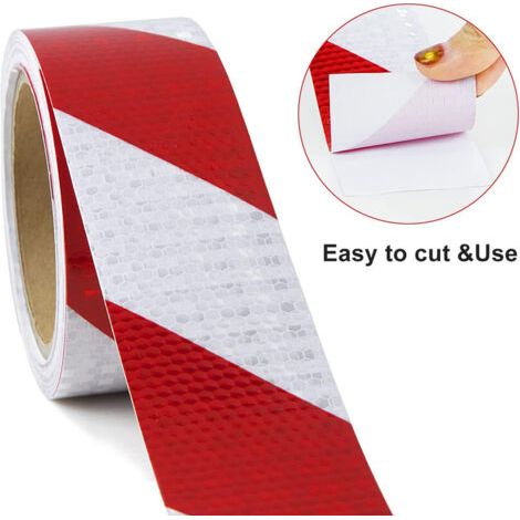Rot-weißes, selbstklebendes Reflexband – 5 m x 5 cm hochintensiver Reflexstreifen für Fahrzeuge, Lkws und Anhänger – Sicherheitswarnung für die Nacht – OUYLAF