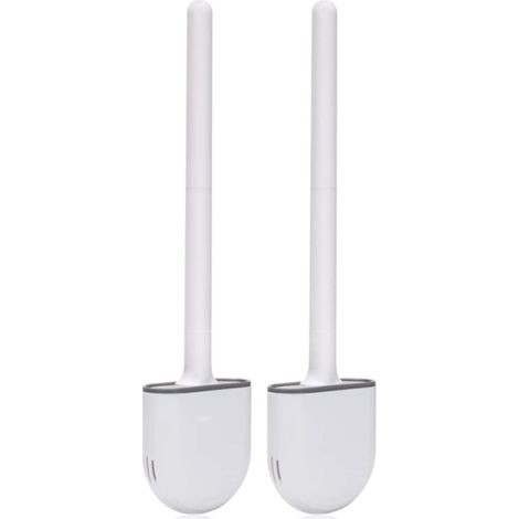Scopa per WC in silicone (2 pezzi), Scopa per WC, Scopa per WC in silicone con supporto, setole morbide e impugnatura antiscivolo, Scopa per WC in silicone per una pulizia rapida, Scopa per WC da appe