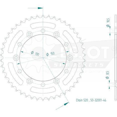 Couronne Acier TT Honda - 520 - 46 Dents - Similaire JTR245/2 - Made in Germany