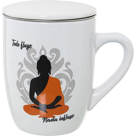 Tasse à infusion Bouddha en céramique avec infuseur et couvercle (1/2)