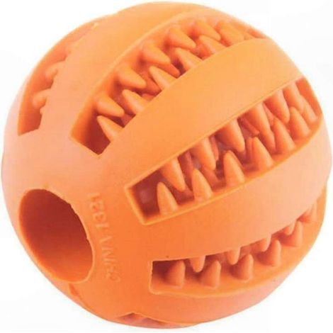 Interaktiver Kauball für Hunde und Katzen, Zahnreinigung aus Gummi, IQ-Denkspiel, 5 cm, orange. (1/5)