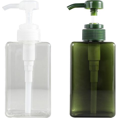 2 Distributeur de savon, plastique carré, rechargeable, pour salle de bain, cuisine (1/5)