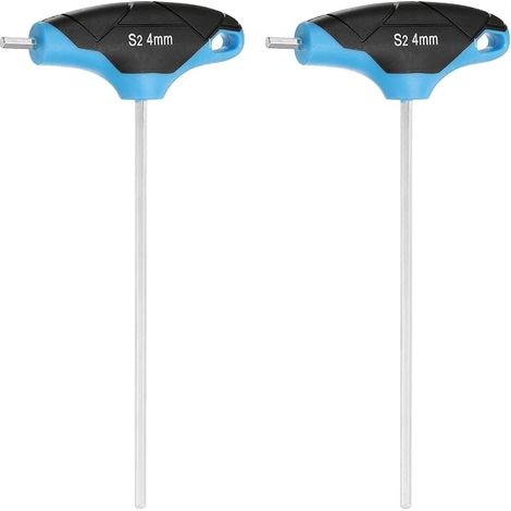 2Pcs Clé Hexagonale À Poignée En T 4mm 185mm Long Bleu Noir (1/5)