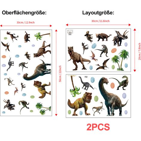 Autocollants Muraux Dinosaures Phosphorescents - Autoadhésifs Réutilisables - Pour Chambre Enfant - Lot de 2 (1/5)