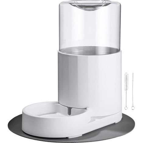 Automatischer 2,5-Liter-Trinkbrunnen für Katzen und Hunde mit Napf, Katzenbrunnen, Futter- und Wasserspender, Schwerkraft-Futterautomat mit großem Fassungsvermögen und Unterlage (1/4)
