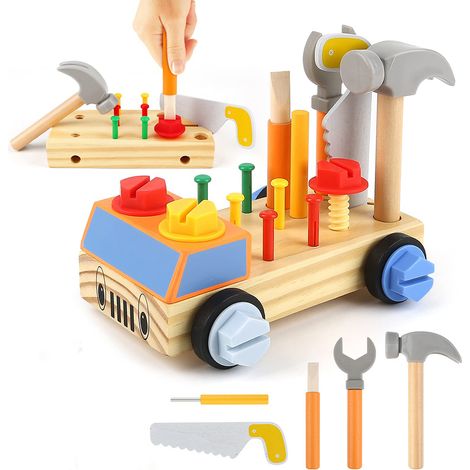 Outil Montessori pour enfants de 2 à 4 ans, jouet en bois pour développer la motricité fine, avec sac de rangement. Idée cadeau pour filles et garçons. (1/5)